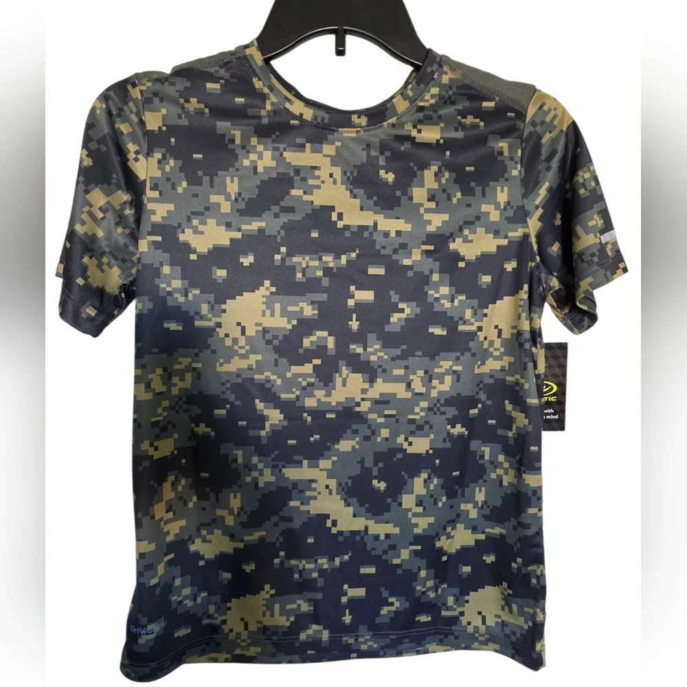 Athletic Works Boys Kids Short Sleeve Active T-shirt Green Camo Size Large 10-12